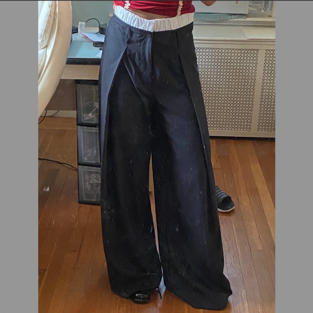 Zara Wide Leg Baggy Pinstripe Trousers